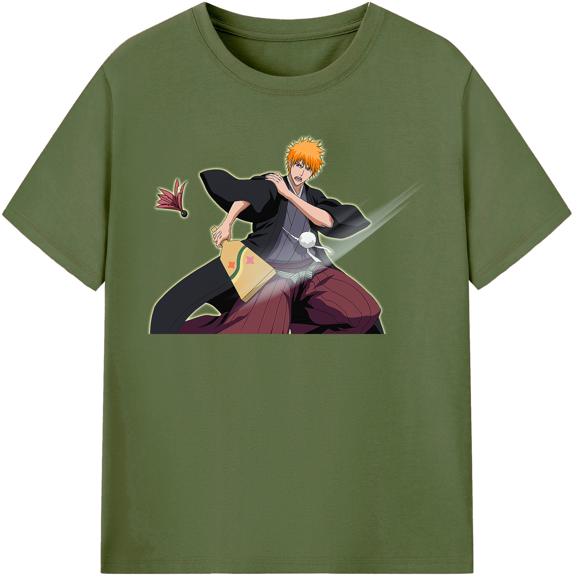 （画像用） ブリーチ 黒崎一護（くろさき いちご）BLEACH Kurosaki Ichigo 綿100％半袖Tシャツ（フロントプリント）